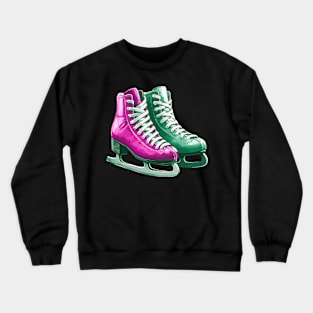 Pink Blue Ice Skating Boots Crewneck Sweatshirt